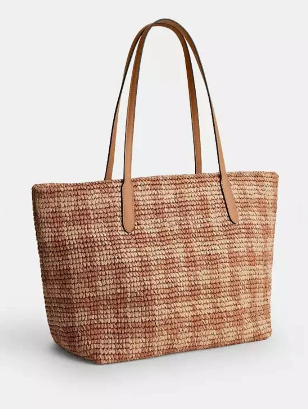 COACH Gingham Print Tote Bag (Full Size) In Tan W/Gold Hardware. NEW!